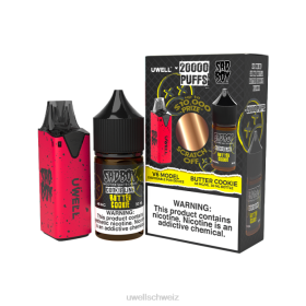 Uwell Einweg Vape - UWELL V6 Einweggerät + Daddy's Vapor 30 ml Saft – Kollaborationspaket clr: rot/flv: Butterkeks 48 mg N02L212