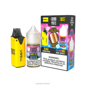 Uwell Schweiz - UWELL V6 Einweggerät + Daddy's Vapor 30 ml Saft – Kollaborationspaket clr: gelb/flv: eisgekühlter rosa Punsch 50 mg N02L218